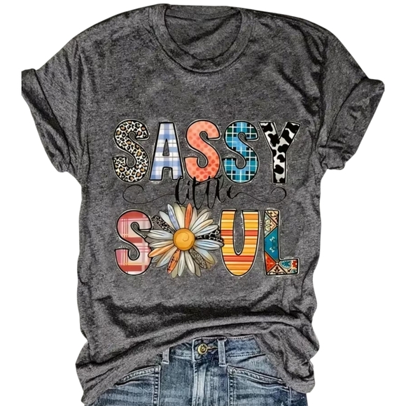 Tops - Graphic Tee Gray - 'Sassy Little Soul' T-shirt Short Sleeve NWT